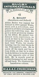 1935 Churchman’s Rugby Internationals #41 Albert Bailey Back